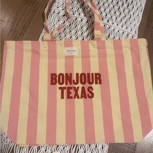 Sezanè tote bag bonjour Texas pink yellow striped new summer tote